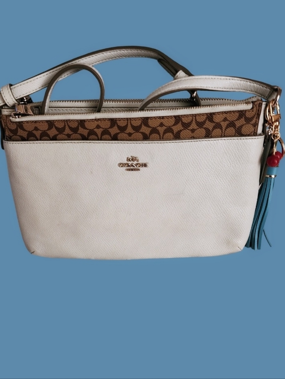 Coach White & Light Gray Two- Piece Crossbody Bag